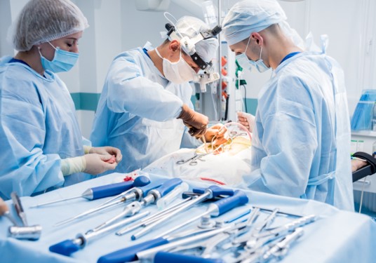 Physicians preparing for surgery